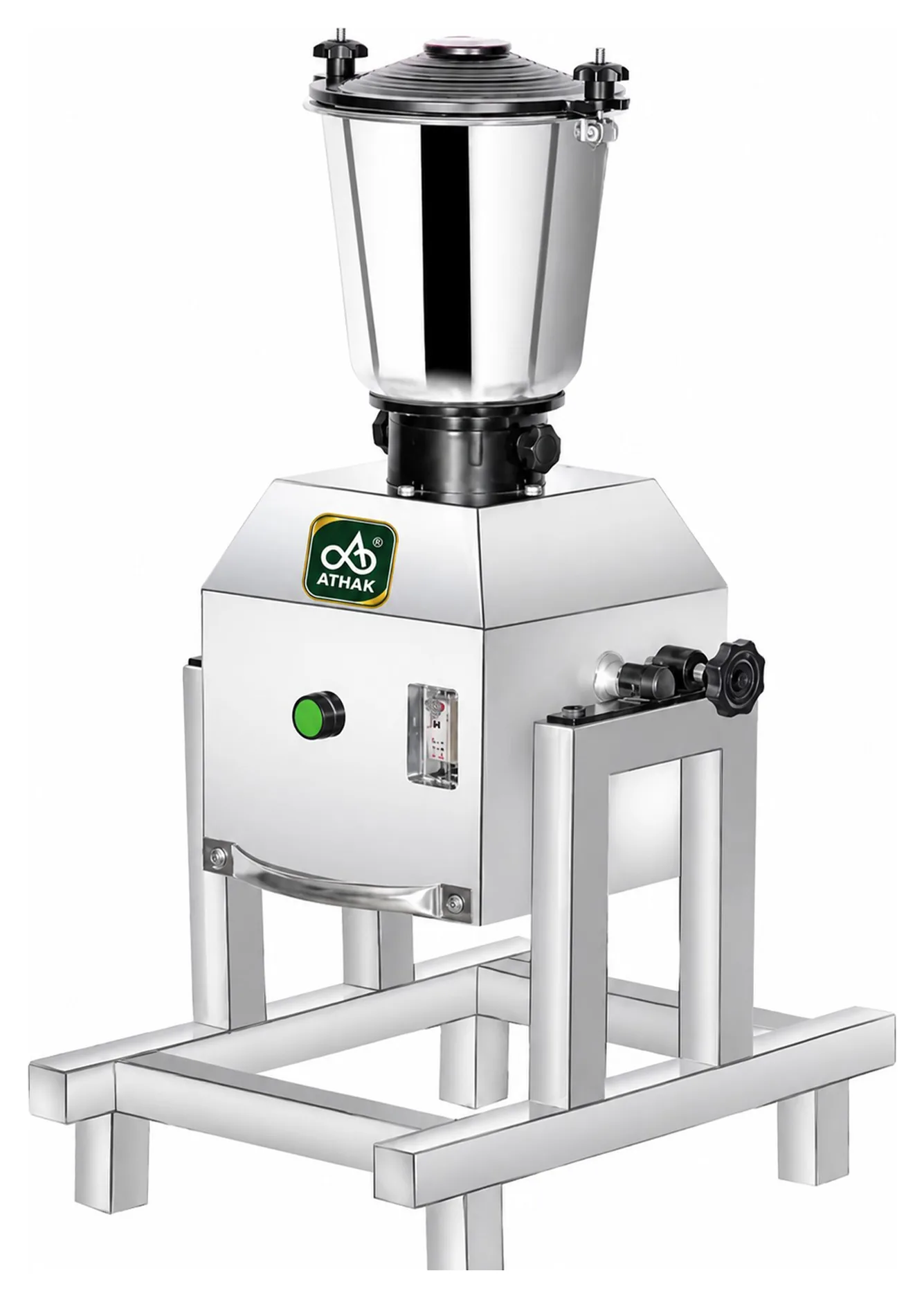 ATHAK stainless steel Heavy Duty Mixer (Tilting), a commercial food processing machine on a raised stand