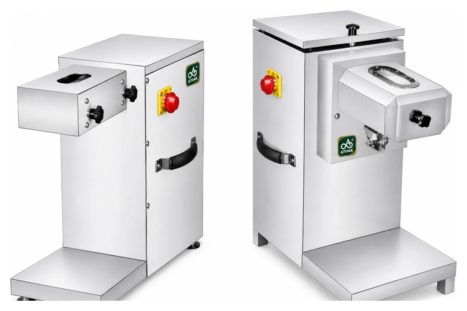 ATHAK Fafda Machine in stainless steel cabinet form with side outlet and emergency stop control