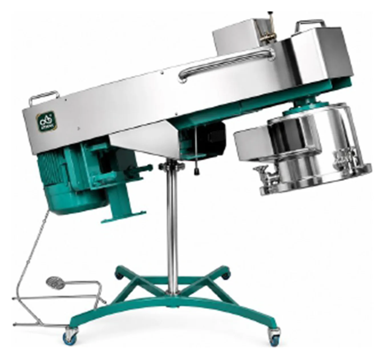 ATHAK Farsan (Namkeen) Machine with stainless steel hopper on a wheeled stand with foot pedal