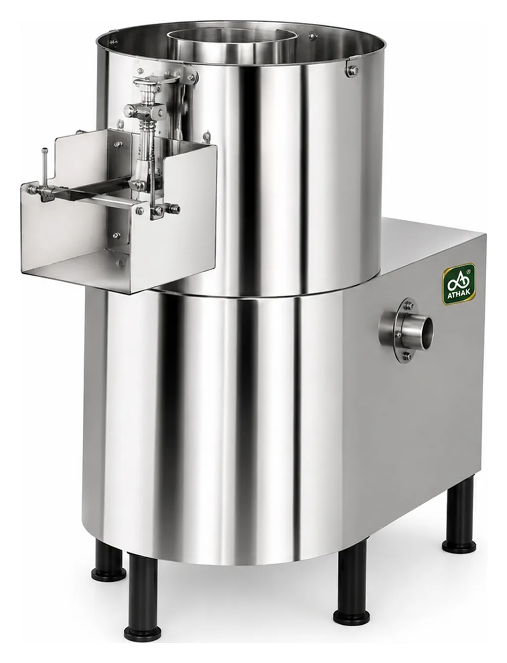 ATHAK Potato Peeler Machine with cylindrical stainless steel drum and side control panel