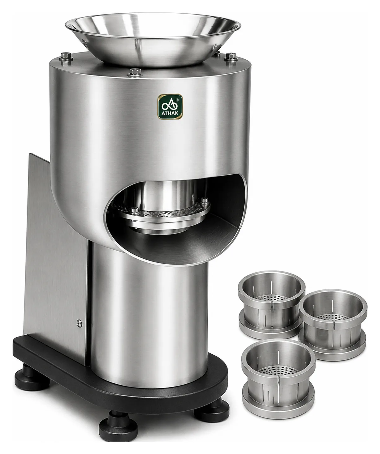 ATHAK Potato Wafer Machine with stainless steel feed bowl and interchangeable cutting drums