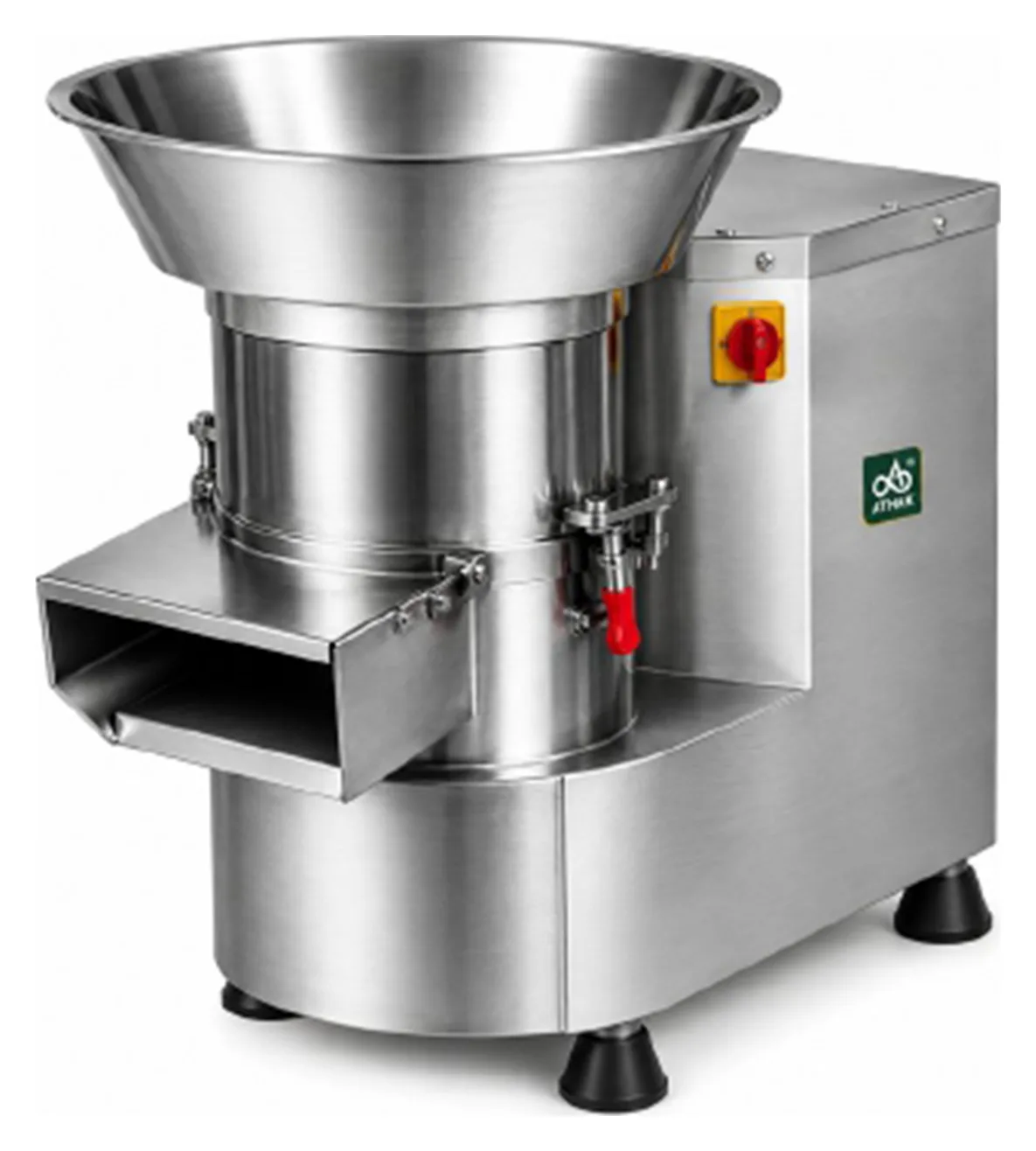 ATHAK Vegetable Cutting Machine (Jumbo) with large conical feed bowl and front discharge chute in stainless steel