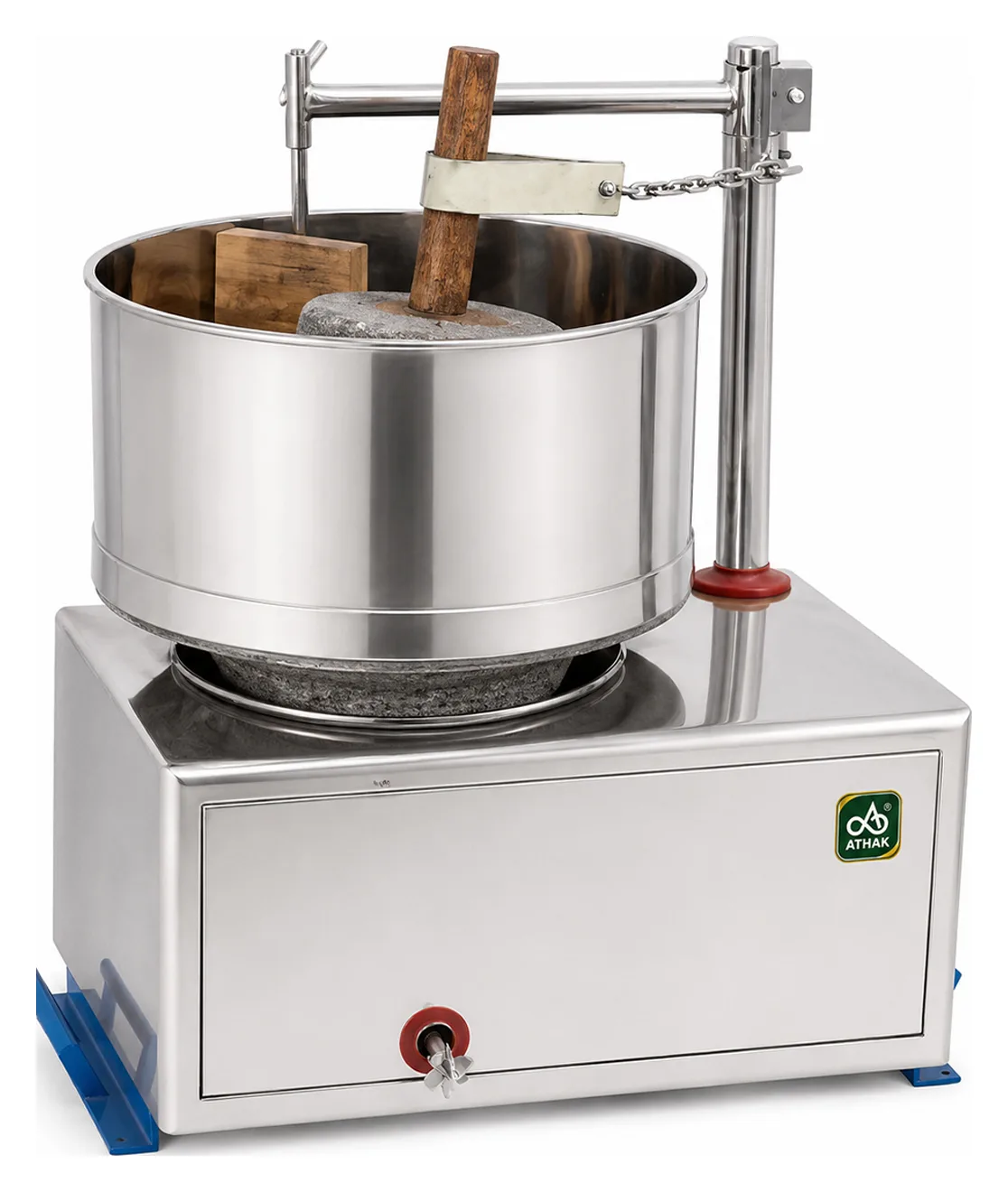ATHAK Wet Grinder (Regular) with stainless steel drum and grinding stones on a cabinet base